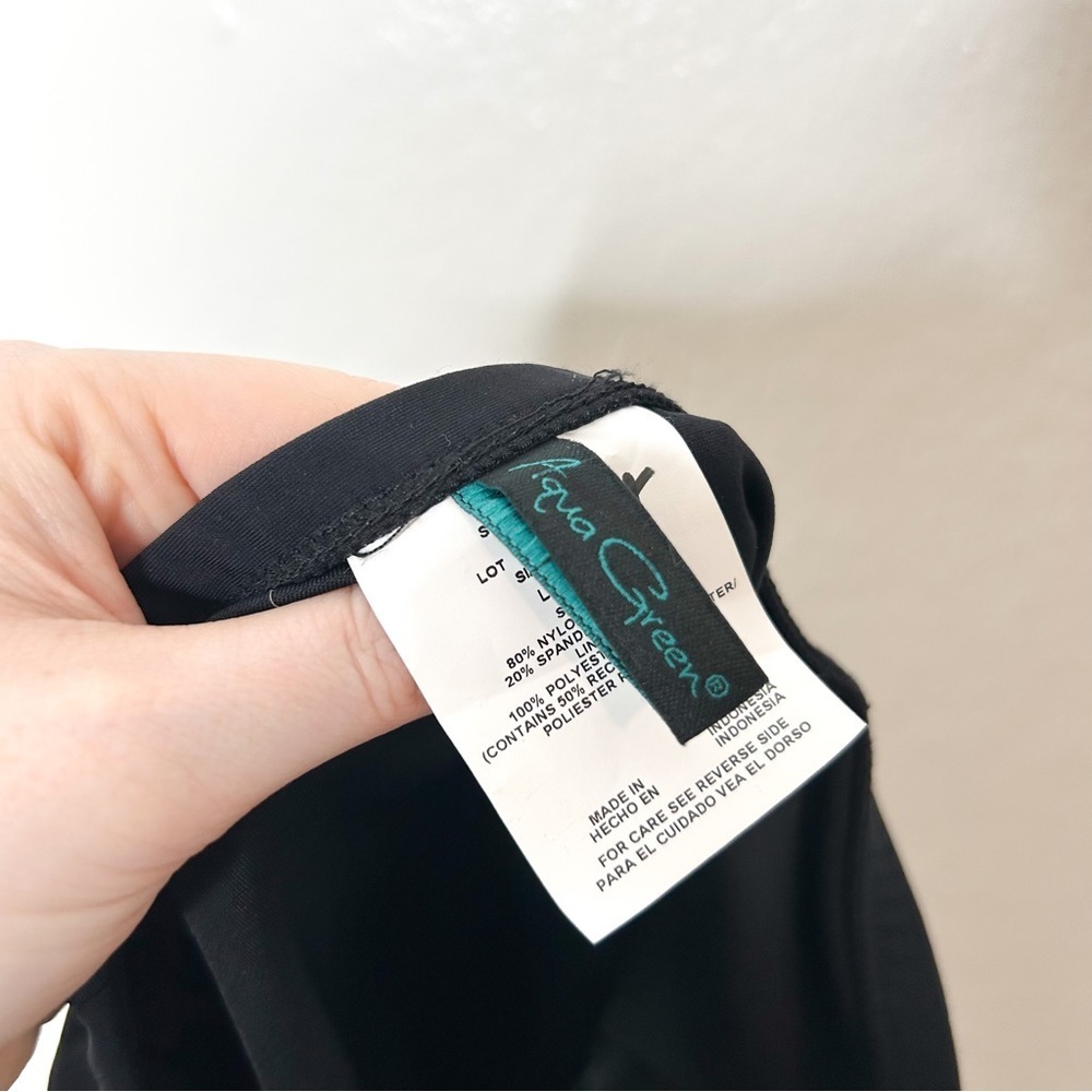 Aqua Green Black‎ Ruched Side Swimsuit Bottoms Large L - Picture 5 of 7